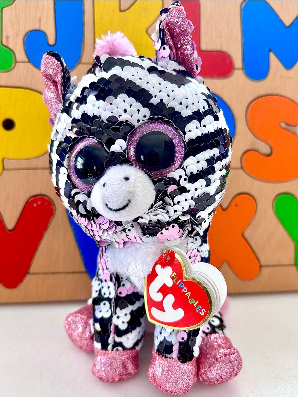 NWT Zoey the Zebra🦓 Ty Flippable Sequin Beanie Baby Plush Toy